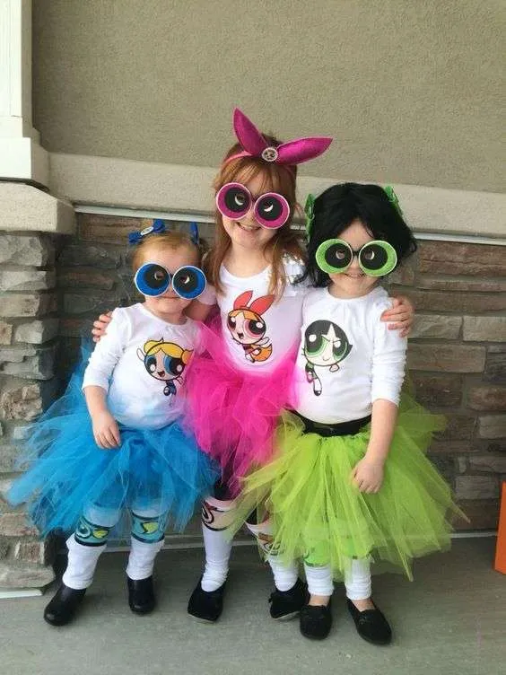 Power Puff Girls Halloween costumes for sisters