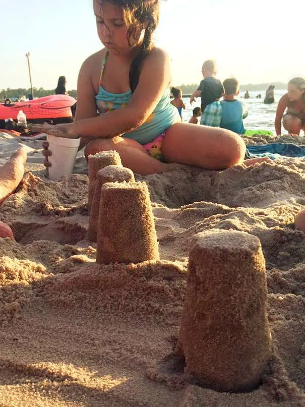 Building sand castles at White Lake, North Carolina.