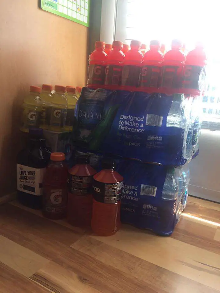 bottled water and gatorade hurricane supplies