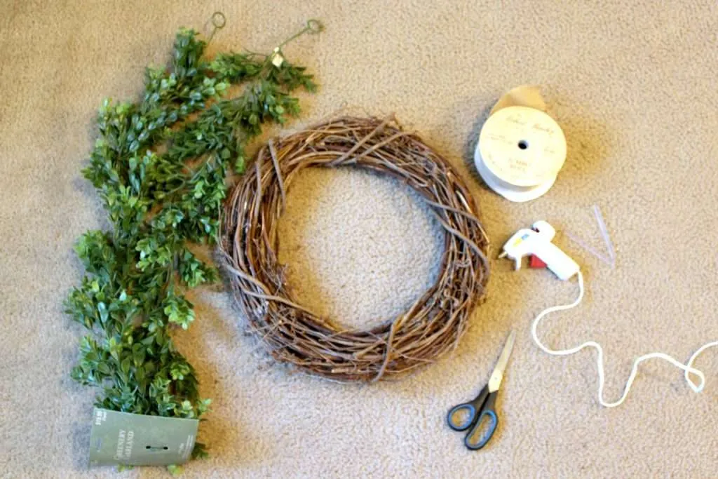 supplies to make a boxwood wreath