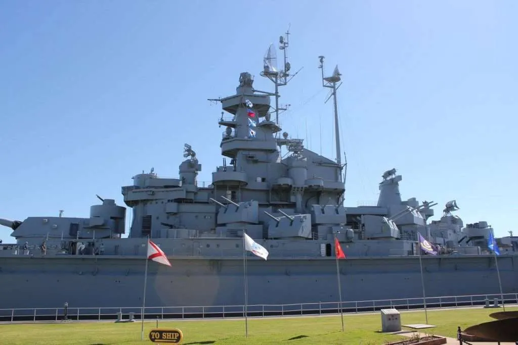 view of the USS Alabama in the Mobile Bay