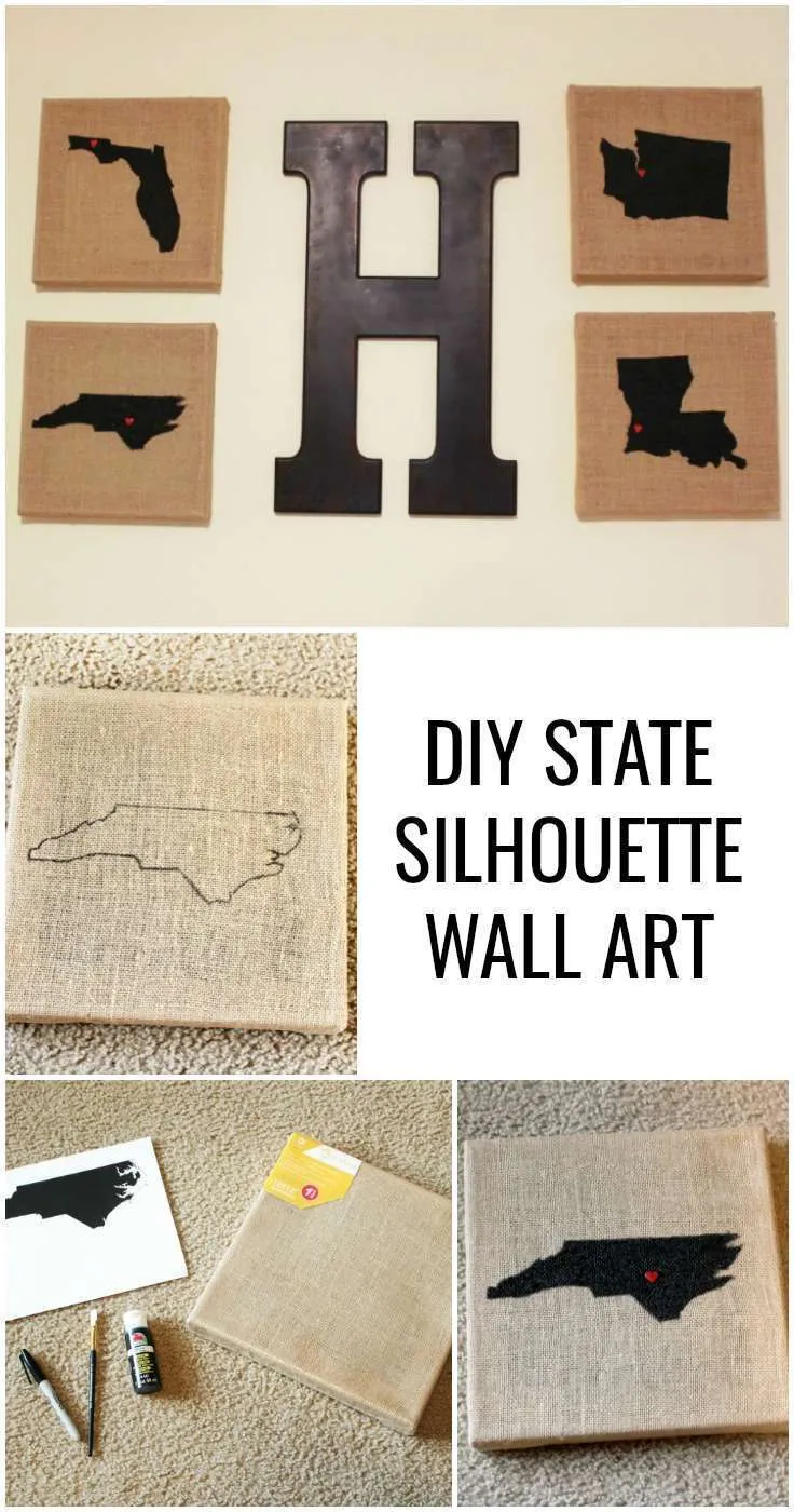 DIY State Silhouette Wall Art - home is where the army sends us