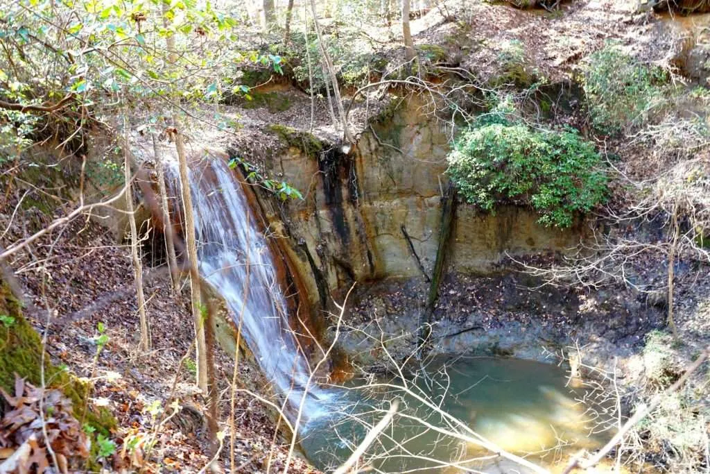 waterfall at Clark Park in Fayetteville, NC
