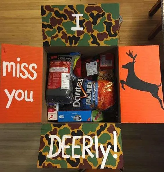 I Miss You Deerly: a hunting-themed care package.