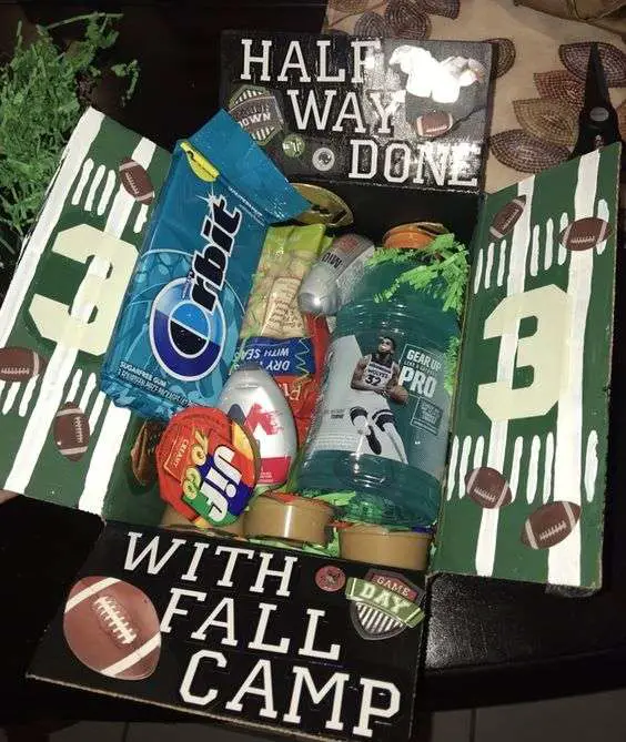 Football-themed care package idea. 