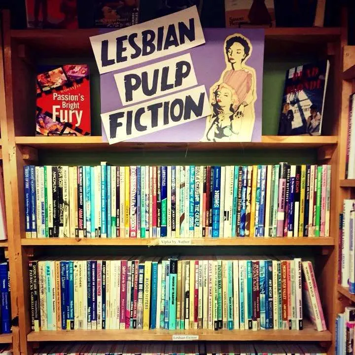 Lesbian Pulp Fiction genre at Recycled Books in Denton.