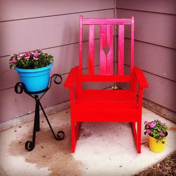 This old wooden rocking chair is one of our brightest DIY projects. 