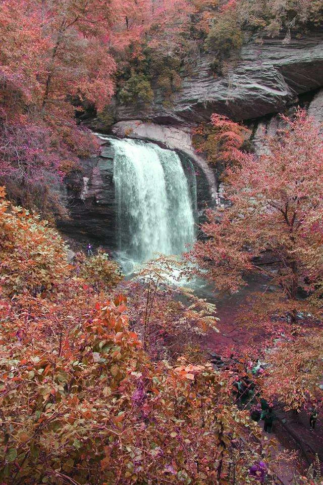 North Carolina waterfall during autumn.