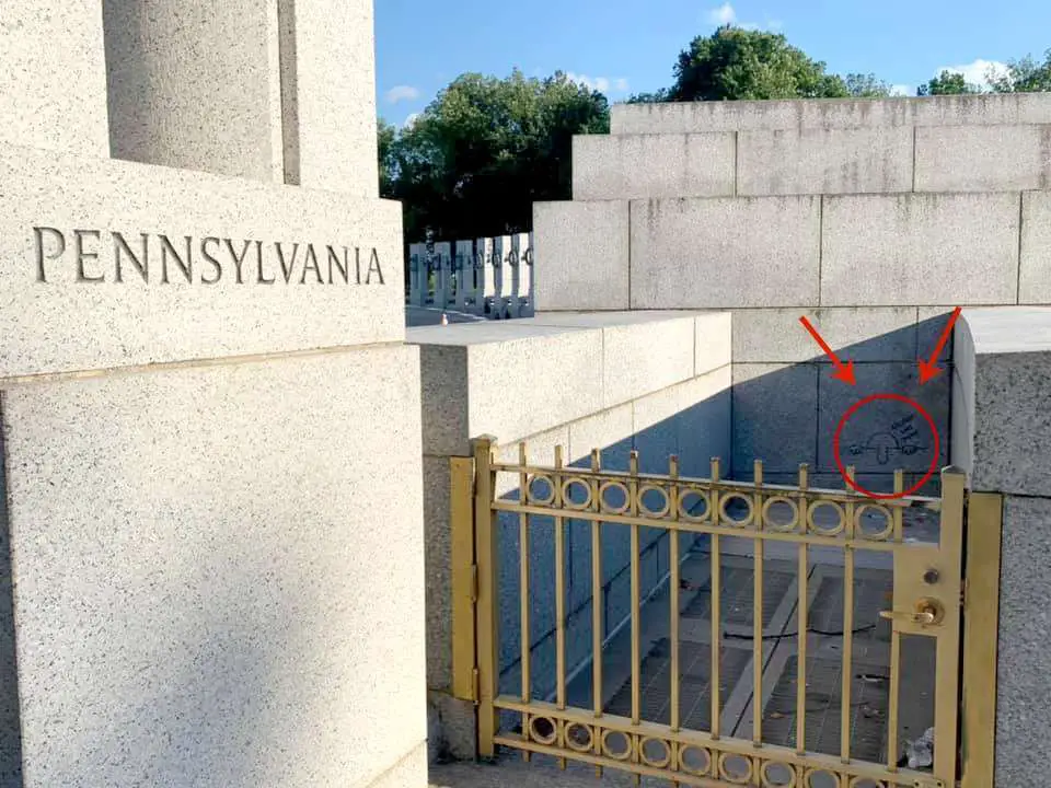 How to find Kilroy at the WWII Memorial in the National Mall. 