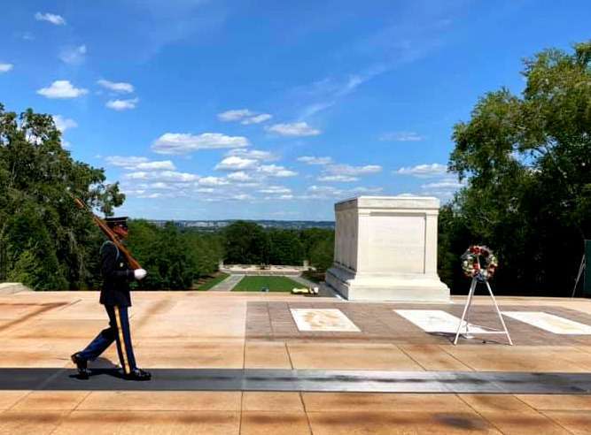 The changing of the guard ceremony at Arlington.
