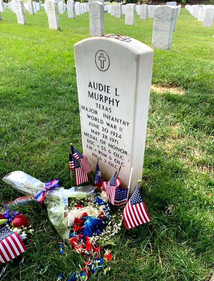 Audie Murphy's grave at Arlington National Cemetery.