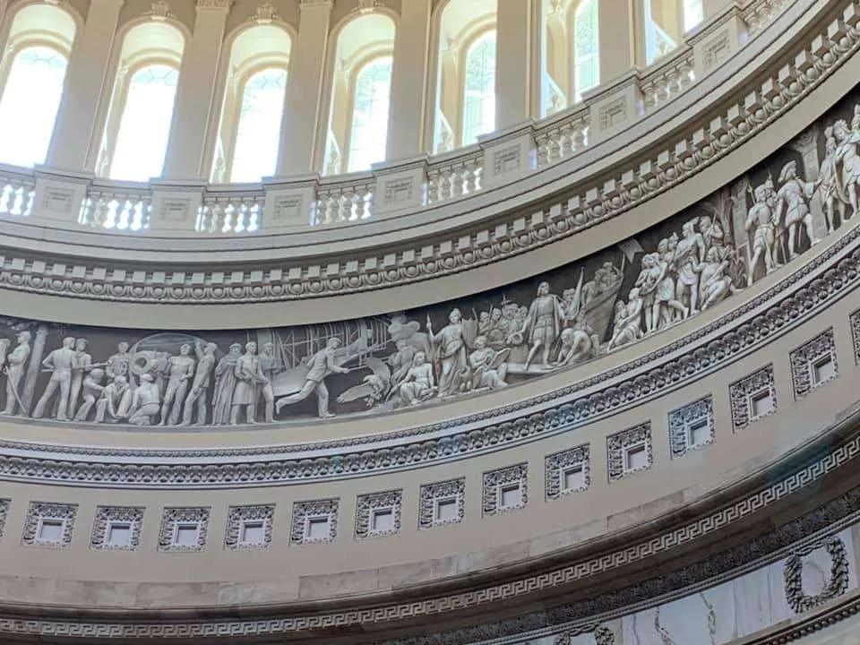 The 'Frieze of America' painting in the United States Capitol Building.