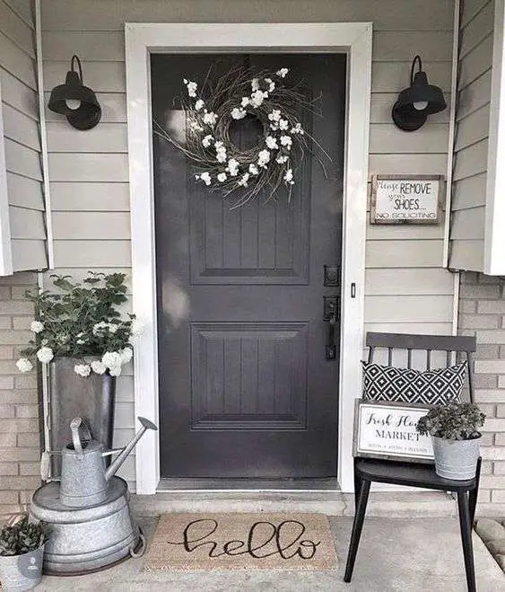 This front stoop looks great with all of it's metal accents.
