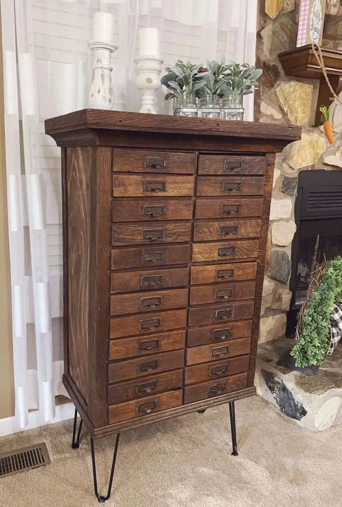 How to refurbish a vintage hardware cabinet.