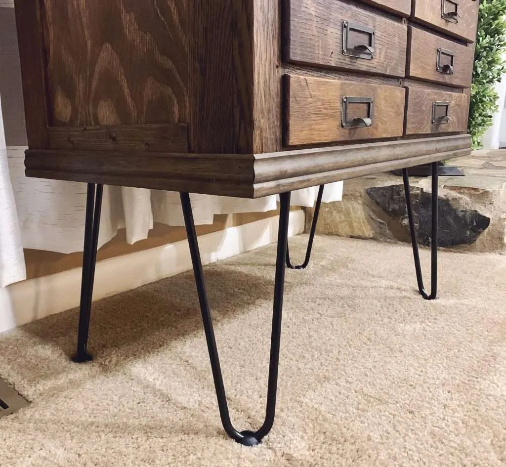 The legs and trim were the finishing touches on our vintage hardware cabinet.