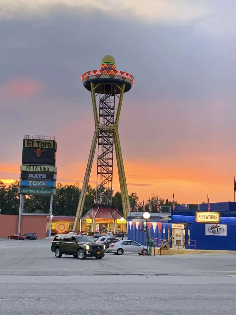 The sombrero tower at South of the Border in South Carolina.
