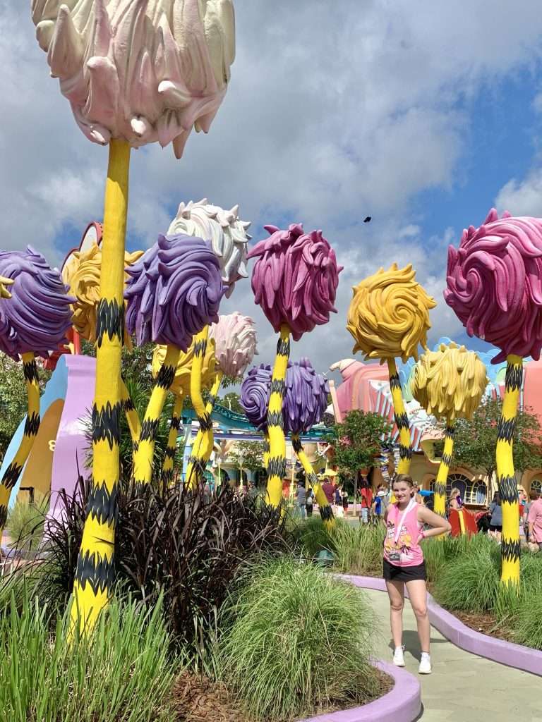 The Street of the Lifted Lorax at Seuss Landing.