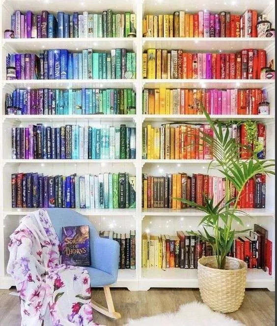 Use rainbow bookshelves in your base housing.
