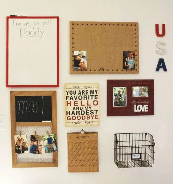 Deployment Wall Ideas: use a basket to collect mail for daddy