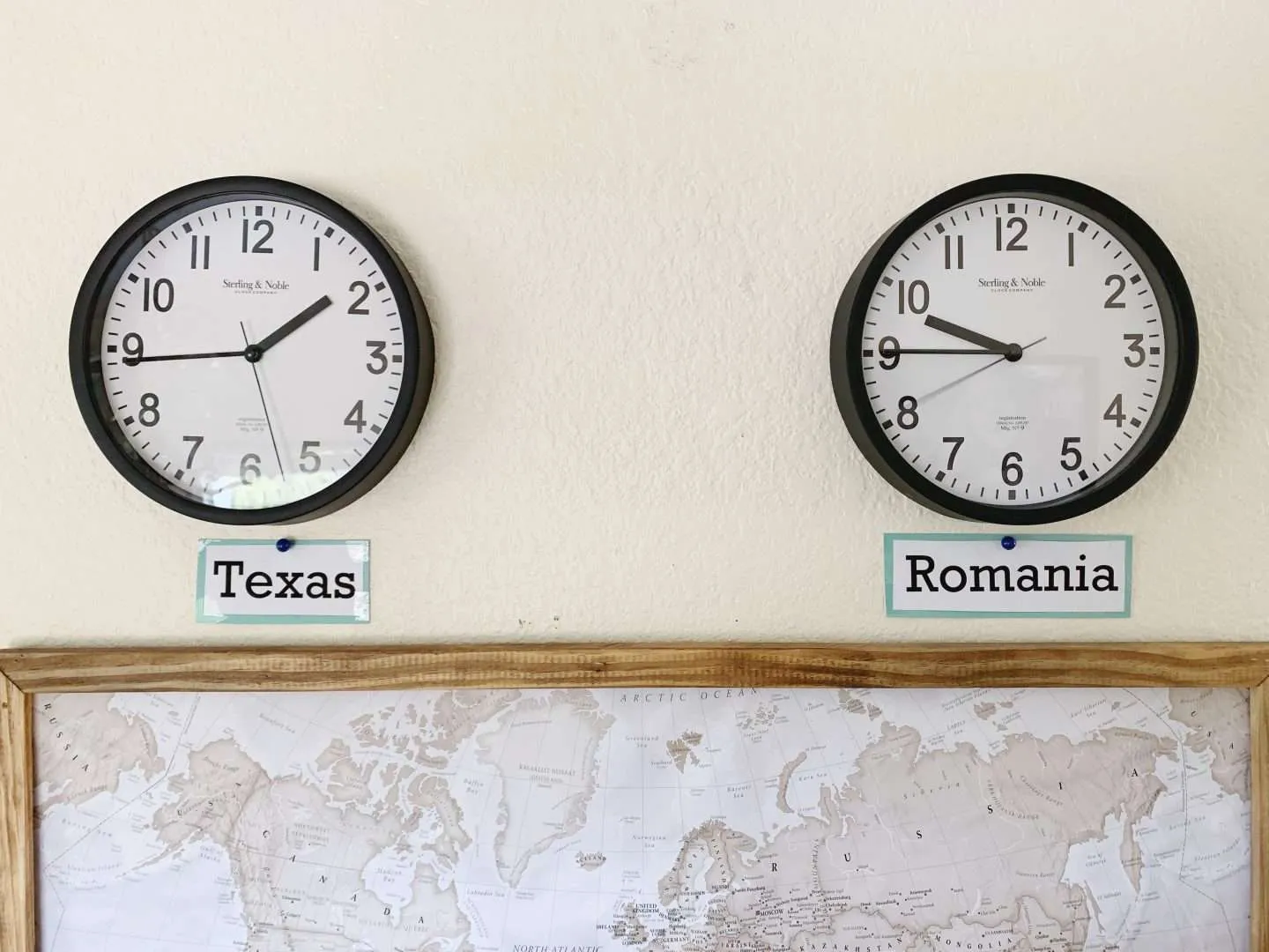 Hang 2 clocks on your deployment wall: 1 for your local time and 1 for your soldier's time. 
