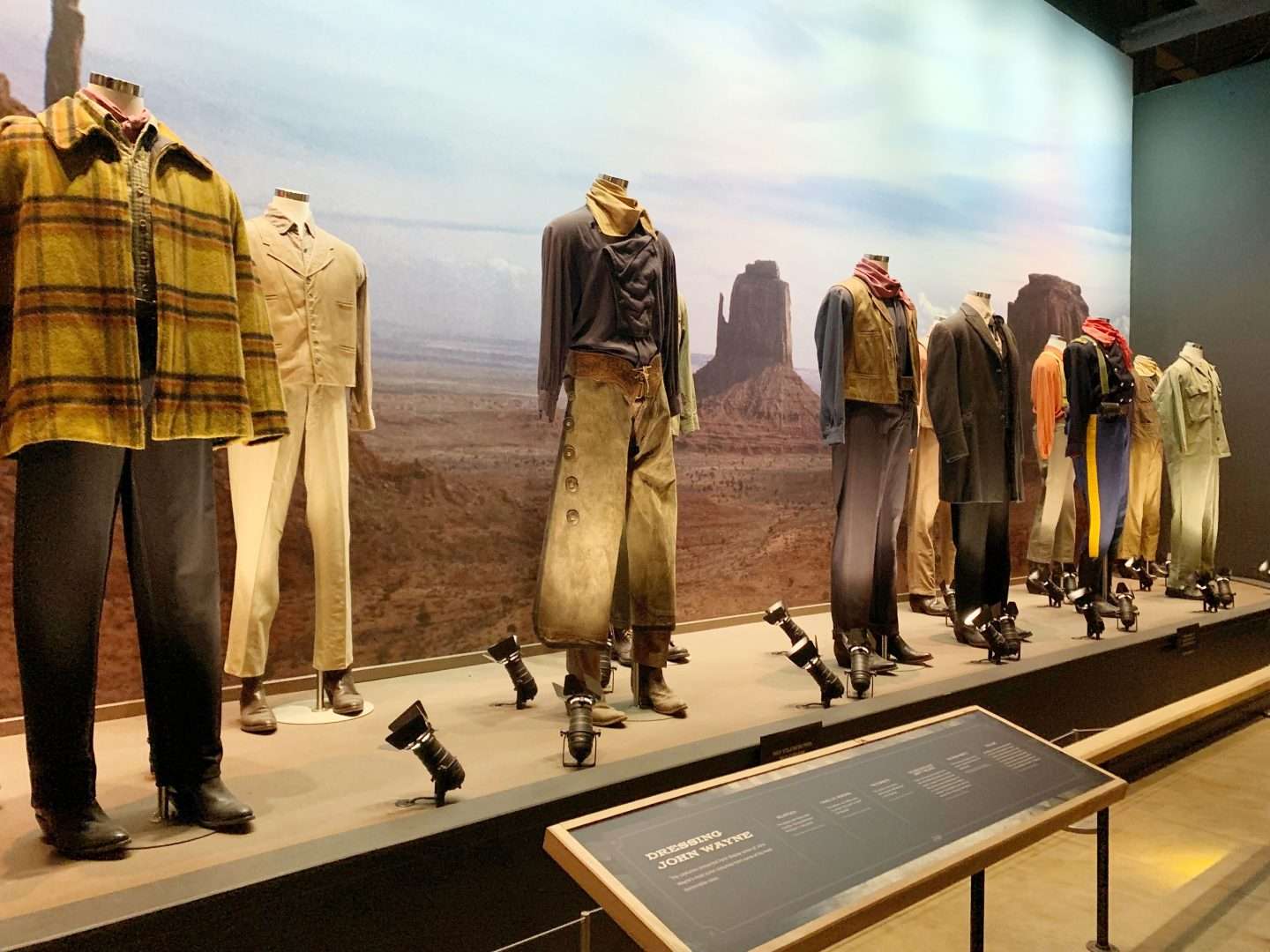 Some of John Wayne's costumes at the John Wayne museum in Forth Worth.