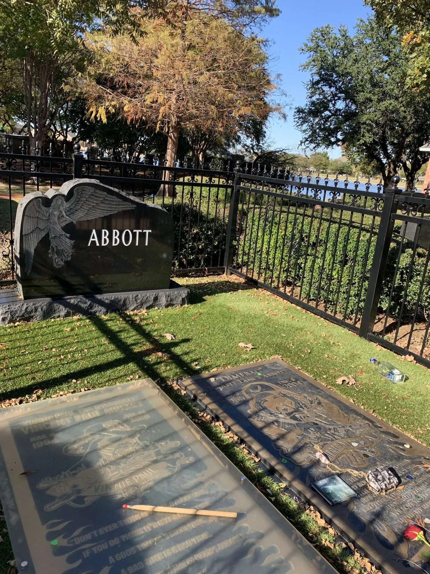 Dimebag Darrell and Vinnie Paul's graves near Dallas, Texas.