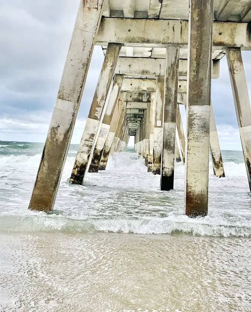 Pictures that make orders to Fort Bragg look good: view from underneath the pier at Wilmington, NC.
