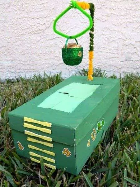 Leprechaun trap with a hanging pot of gold.