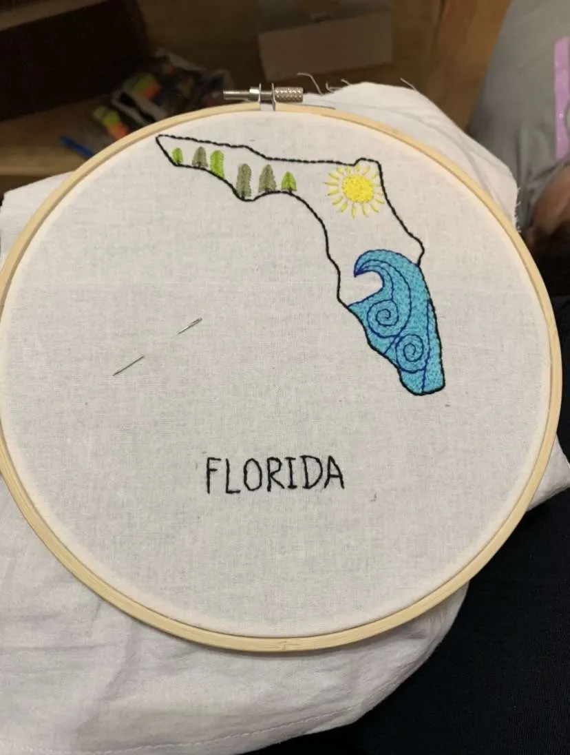embroidered states to show where we've been stationed as a military family