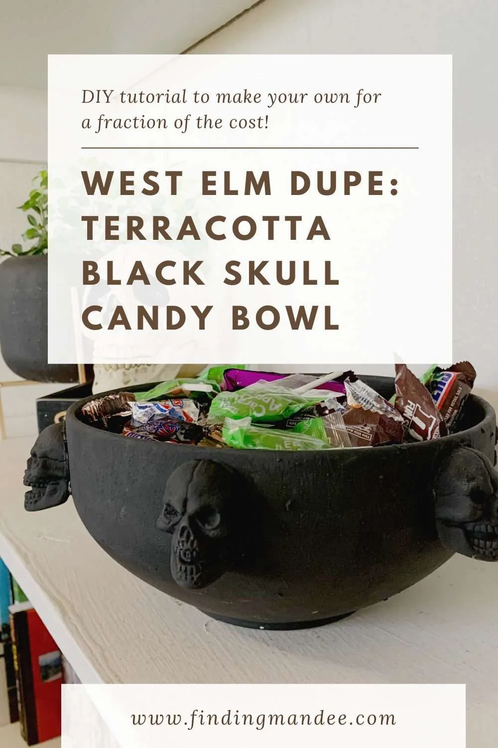 West Elm Dupe: Terracotta Black Skull Candy Bowl DIY Tutorial | Finding Mandee