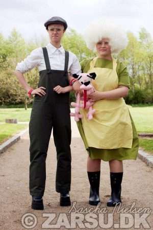 Dog and Owner Halloween Costume: Courage the Cowardly Dog, Eustace, and Muriel