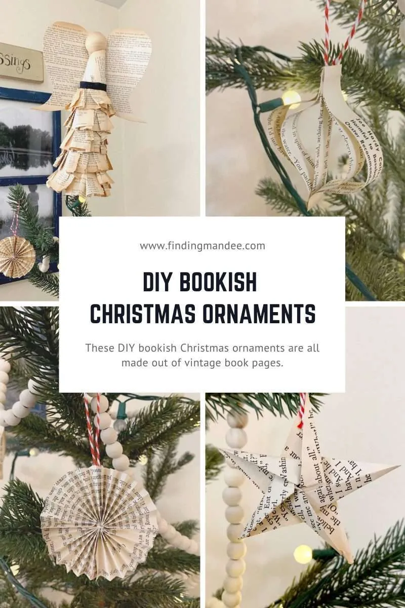 DIY Bookish Christmas Ornaments Made Out of Vintage Book Paper | Finding Mandee