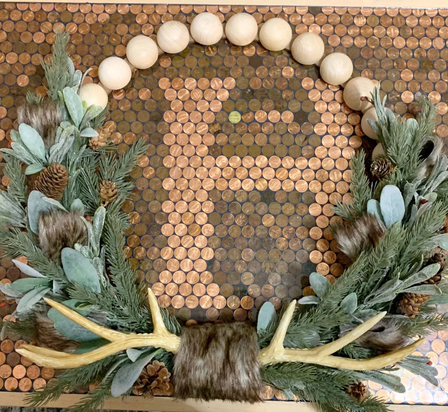 Tutorial for making a rustic wood bead Christmas wreath.
