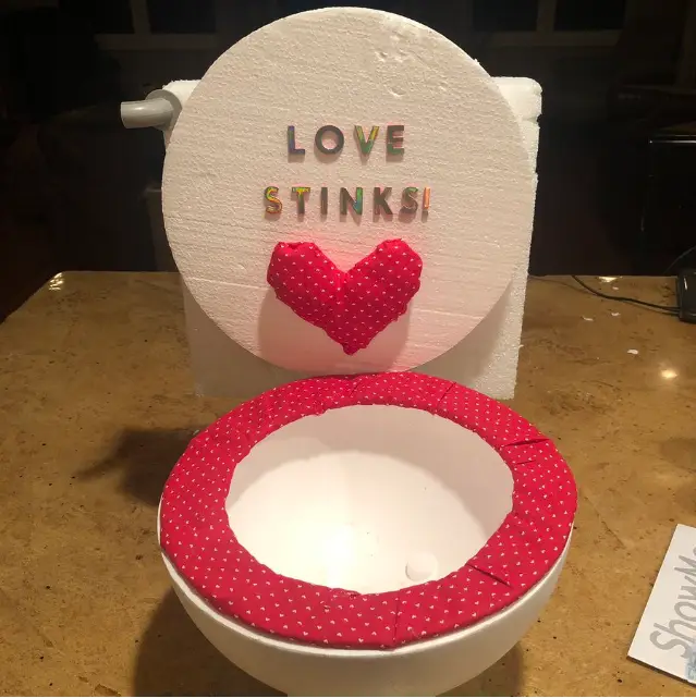 Valentine Box Ideas for kids: toilet because love stinks
