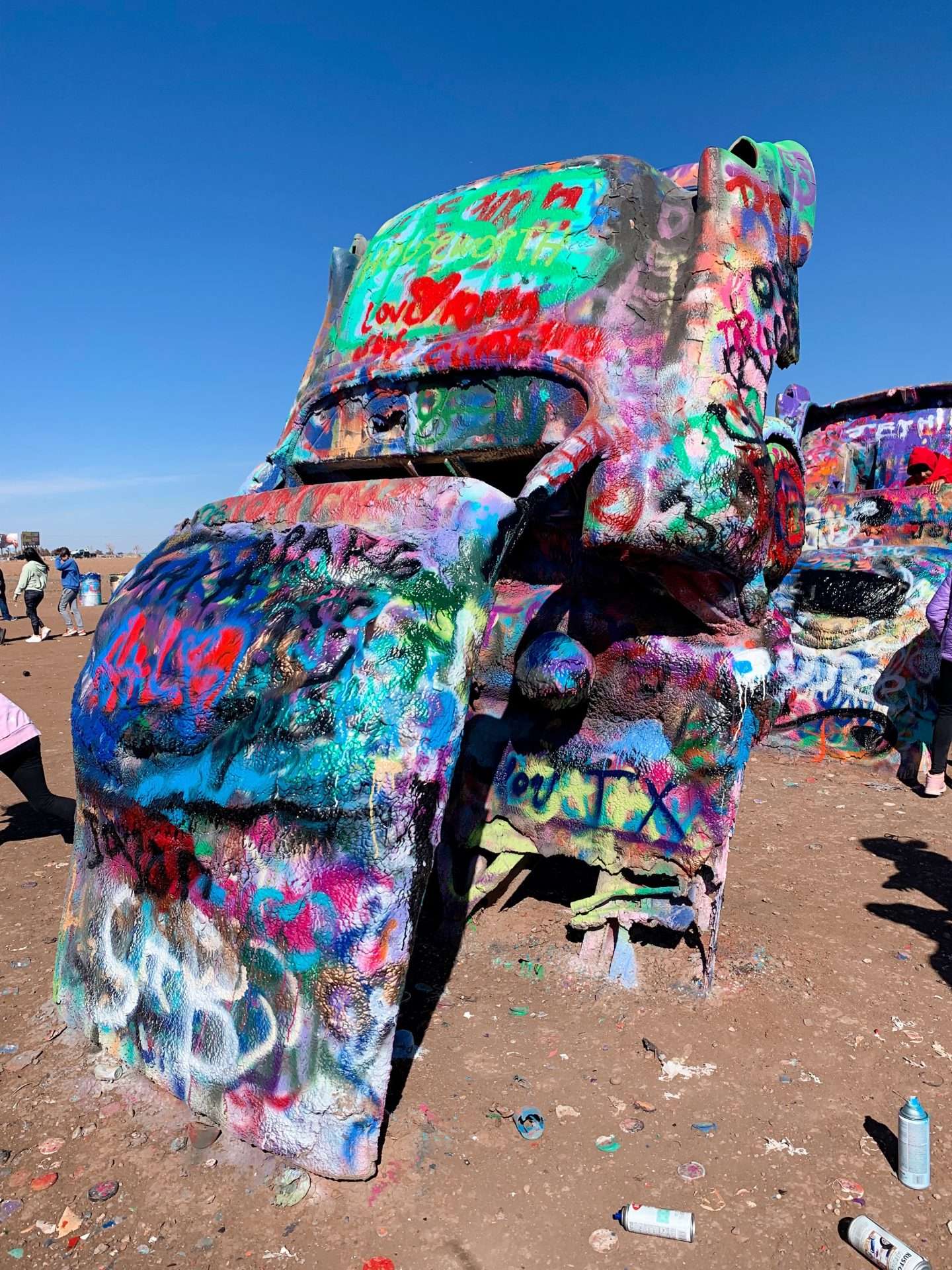 One of the 10 cars at Cadillac Ranch in Texas.