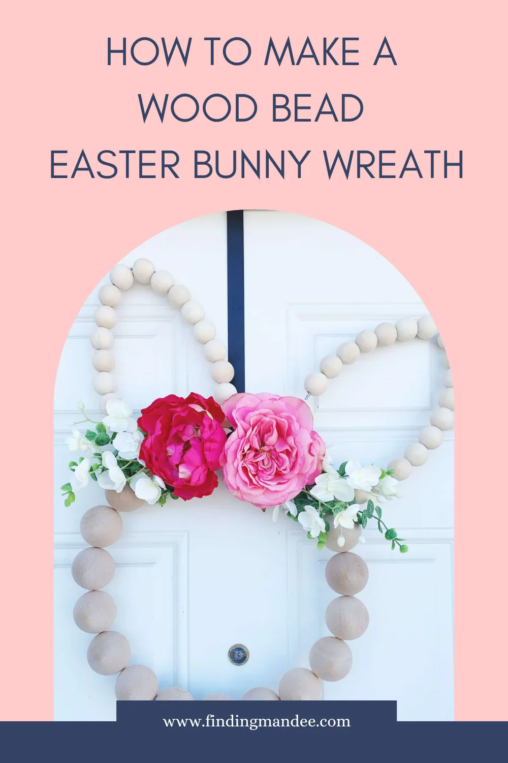 How to Make a Wood Bead Easter Bunny Wreath | Finding Mandee