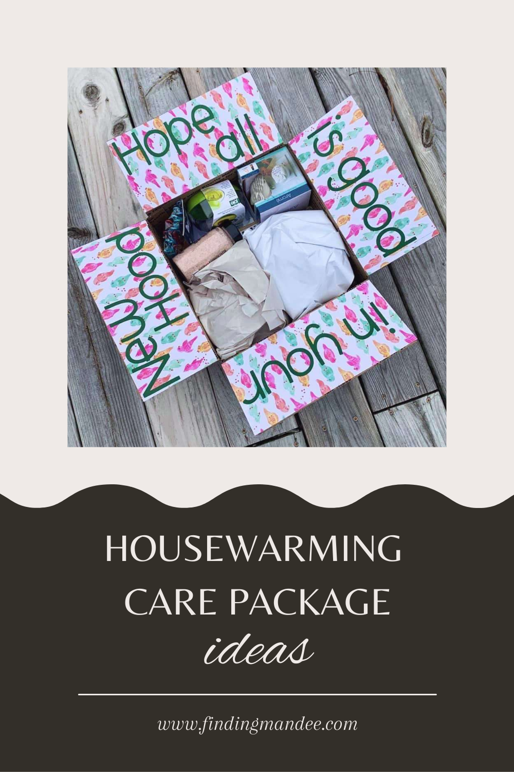 Housewarming Care Package Ideas | Finding Mandee