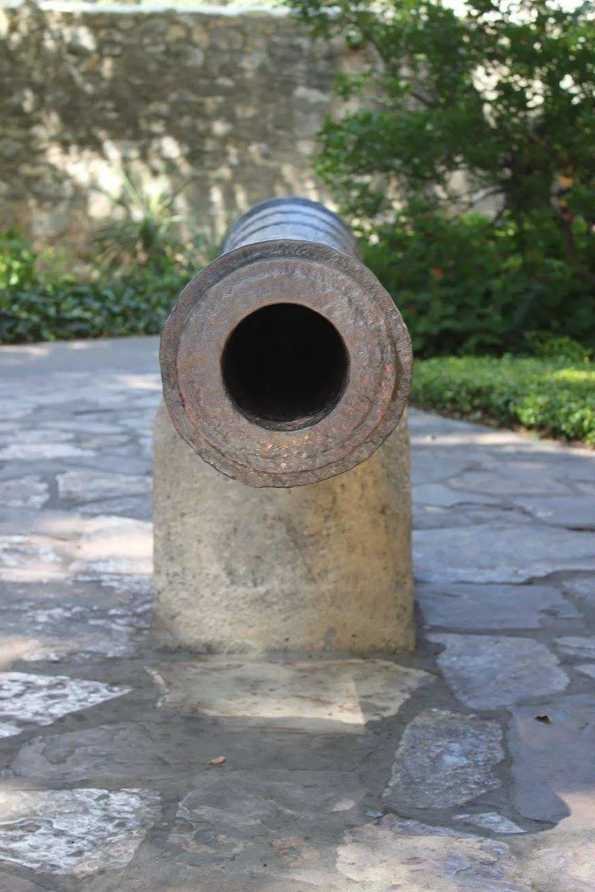 A cannon used for battle at the Alamo.
