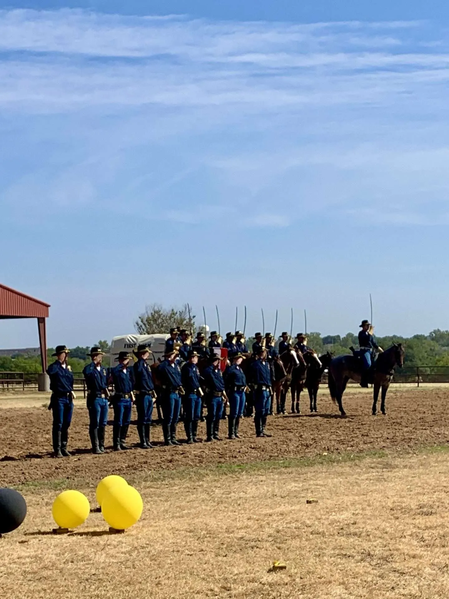 Soldiers performing in the Mounted Weapons Demonstration at Fort Cavazos, Texas.