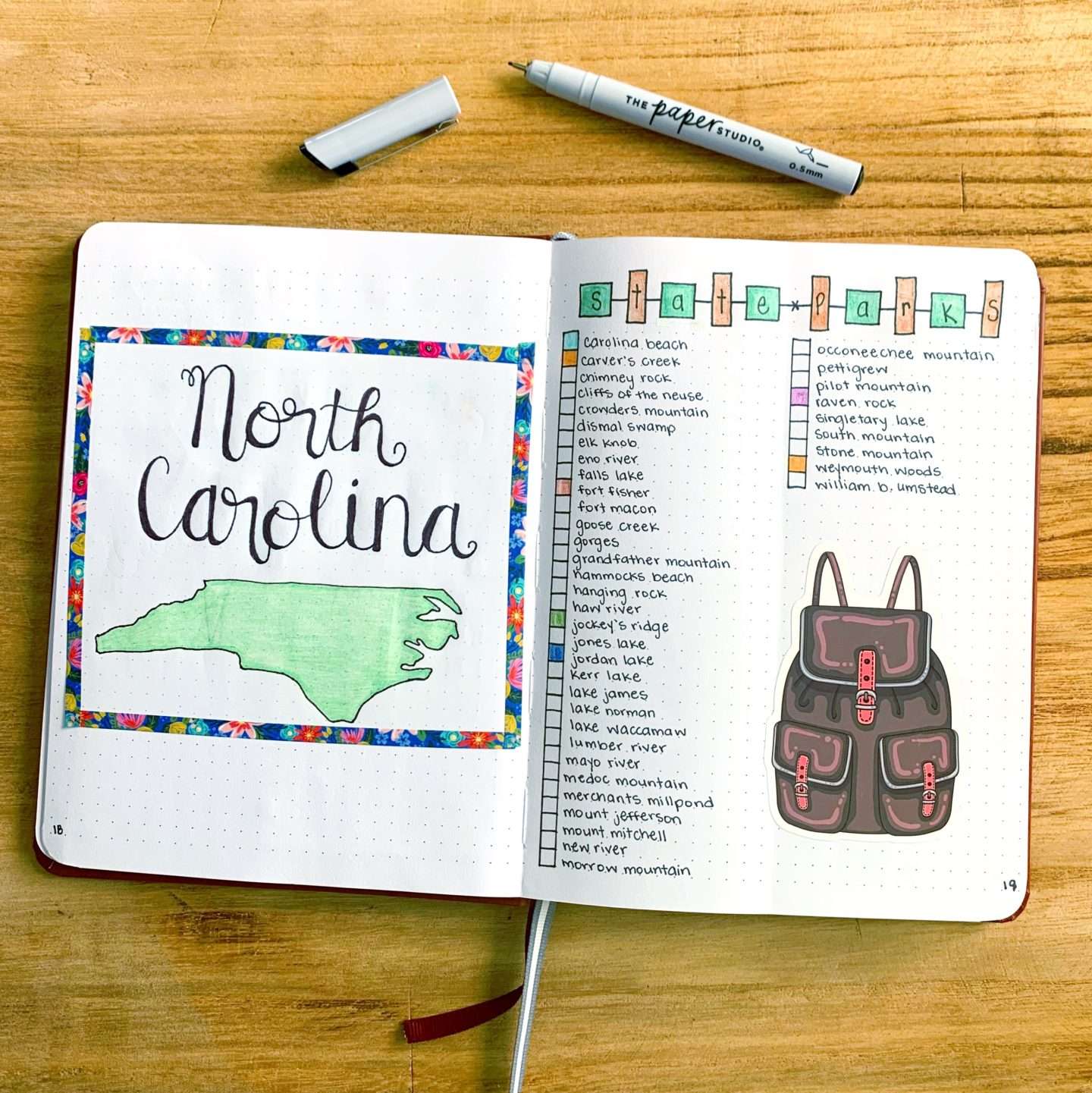 I added our Fort Liberty and North Carolina bucket list to my bucket list bullet journal.