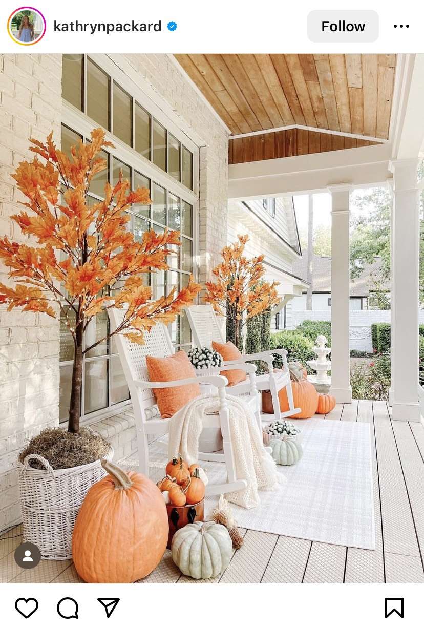 fall porch decorating ideas: fall trees