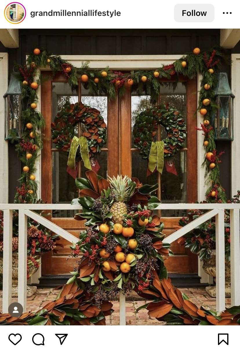 Christmas porch ideas: fruit garlands