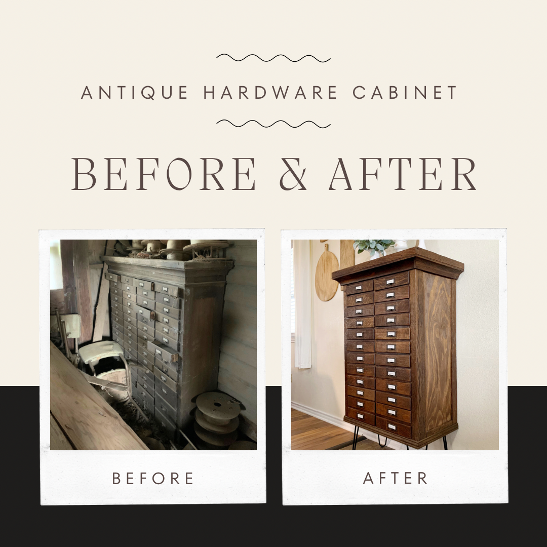 Antique Hardware Cabinet Before and After | Finding Mandee