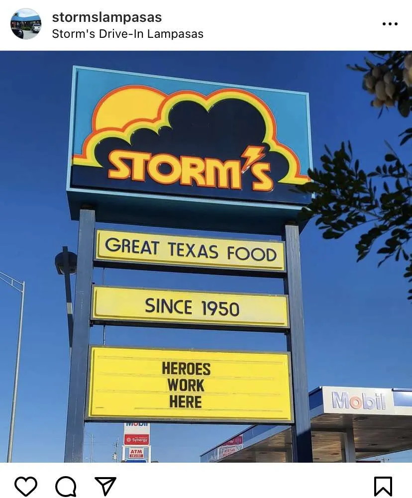 Things to do in Lampasas: get a burger at Storm's.