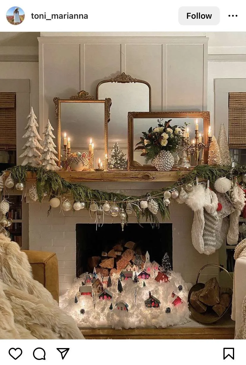 Christmas mantel decorating ideas: mirrors