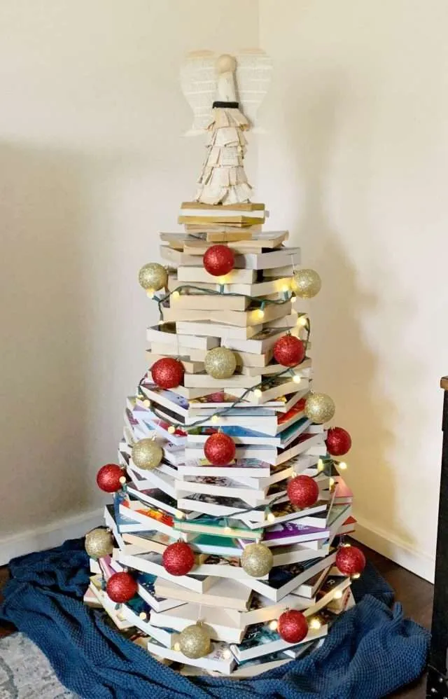 How to make an unconventional Christmas tree out of books.