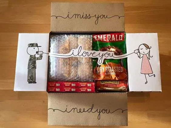 Sweet Care Package Ideas: I miss you, I love you, I need you.