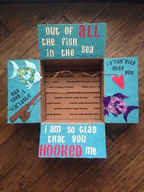 Sweet care package Ideas: Out of all the fish in the sea, I am glad that you hooked me.