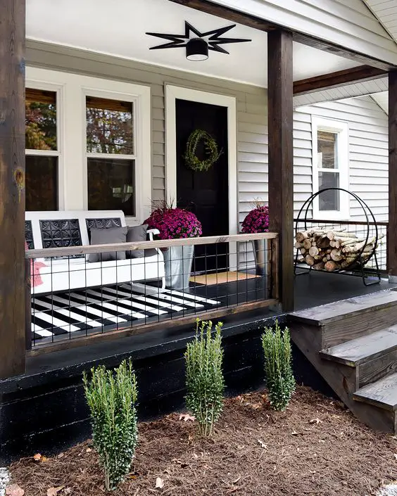 How to decorate a narrow porch: use a vintage glider.