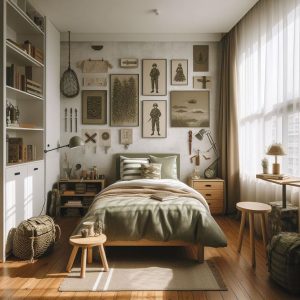 Military inspired bedroom decor